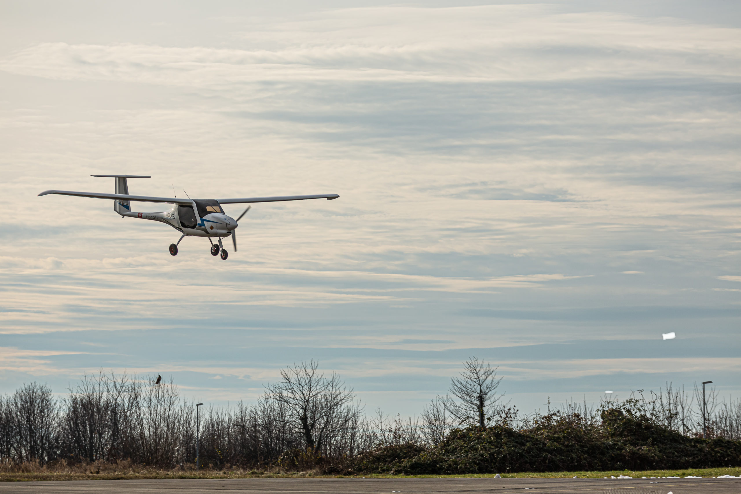 Arrivée du Pipistrel Velis à l'Aéroport de Lausanne Bléchere